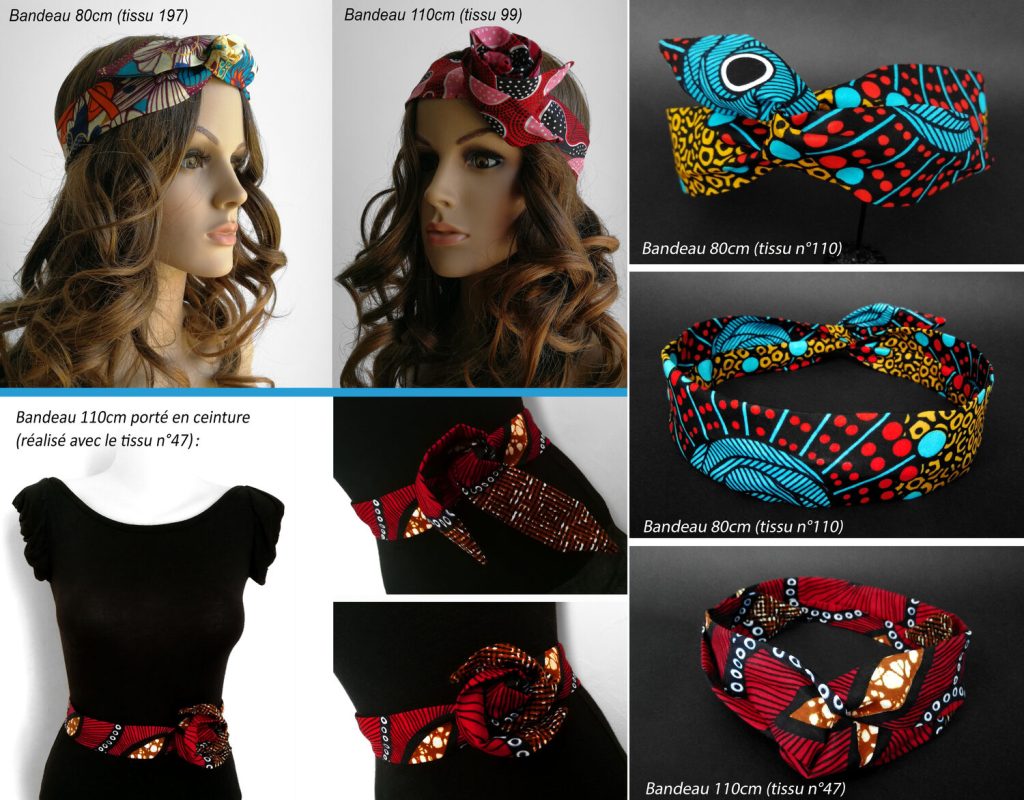 Wired headband or belt with removable wire - 3 sizes and wax print fabric of your choice