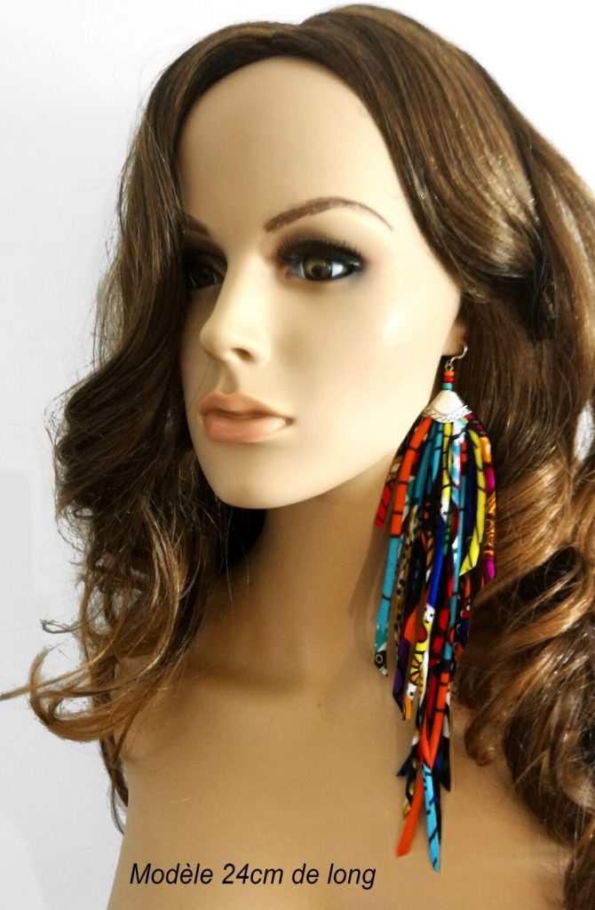 Pendientes de flecos de wax multicolor y plata tibetana, ganchos de plata de ley 925