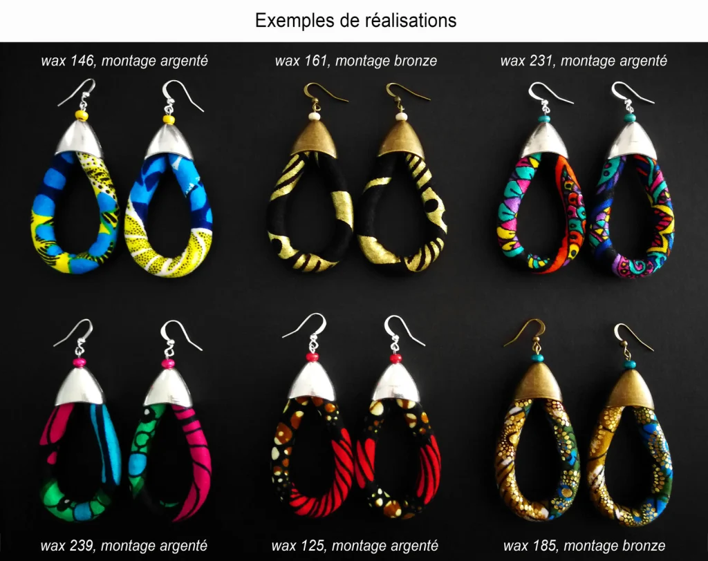 Pendientes en forma de gota personalizados en tela y plata tibetana