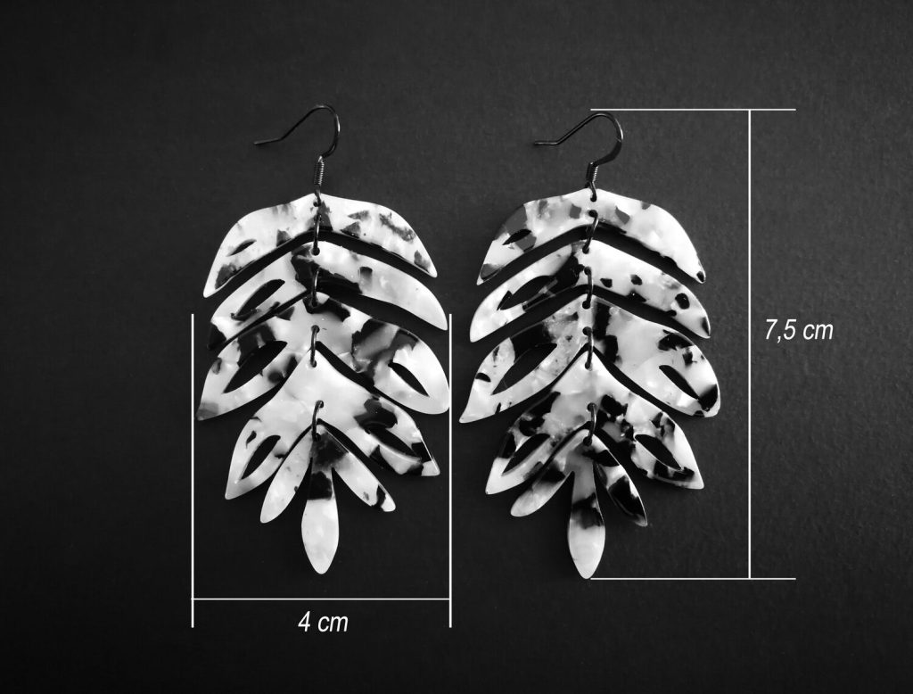 Pendientes de plumas / hojas de resina y acero inoxidable - 3 modelos a elegir