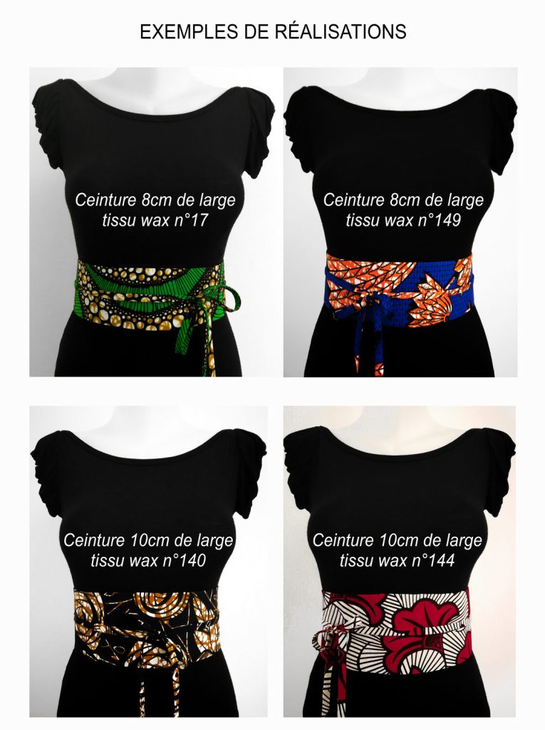 Cintura obi reversibile in tessuto wax - larga 8 cm o 10 cm - 3 taglie e tessuto a scelta