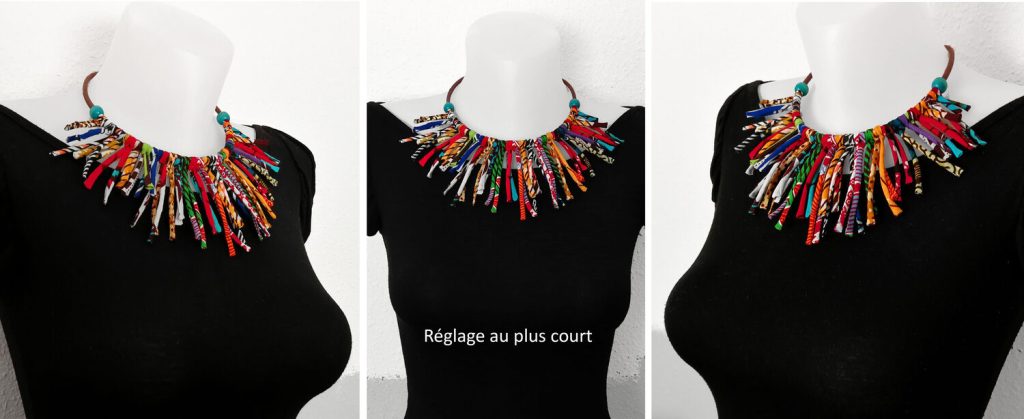 Statement-Kette mit Wax-Fransen, wandelbar, Länge verstellbar - bronzefarben, goldfarben oder silberfarben