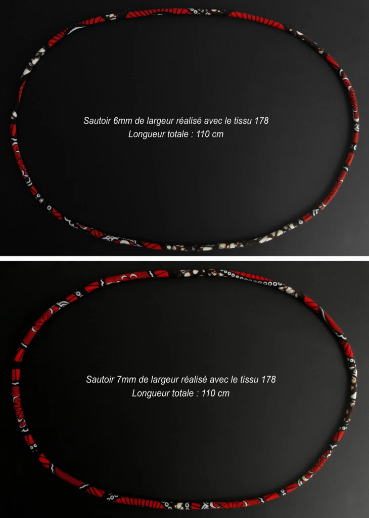 Lange Halskette 110 cm, vielfältig tragbar, 100 % Baumwolle (lange Kette, doppelte Halskette oder Armband) - Stoff und Breite nach Wahl