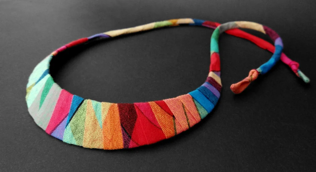 Statement-Kette, 3,5 cm breit, Stoff und Verschluss nach Wahl, Länge verstellbar