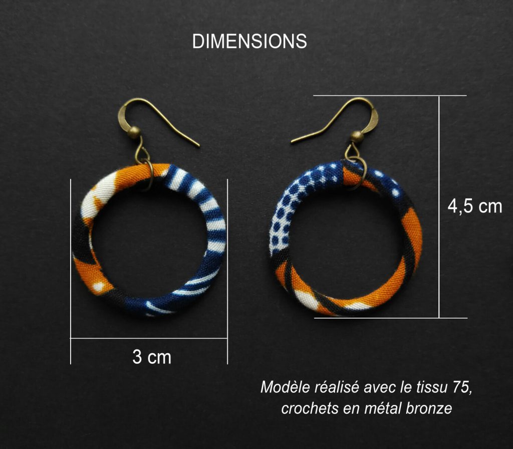 Personalisierbare Hakencreolen aus Stoff - 3 cm, 5 cm oder 7,5 cm Außendurchmesser