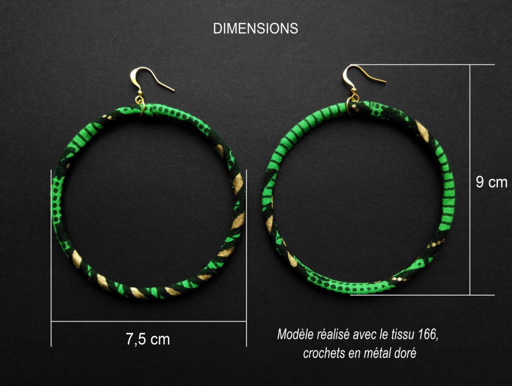 Personalisierbare Hakencreolen aus Stoff - 3 cm, 5 cm oder 7,5 cm Außendurchmesser