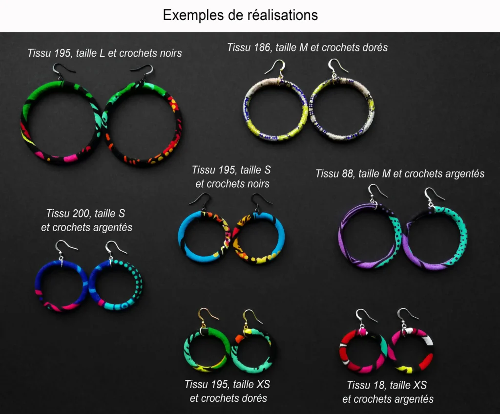 Aros con gancho de 4 mm de ancho personalizados en tela - 4 tamaños a elegir