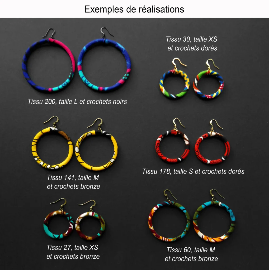 Aros con gancho de 4 mm de ancho personalizados en tela - 4 tamaños a elegir