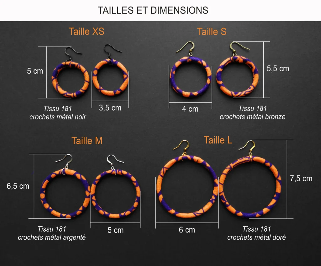 Aros con gancho de 4 mm de ancho personalizados en tela - 4 tamaños a elegir