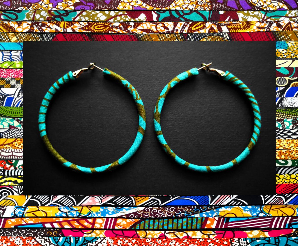 Customizable fabric hoop earrings (lever-back clasp) - 3 to 10 cm outer diameter