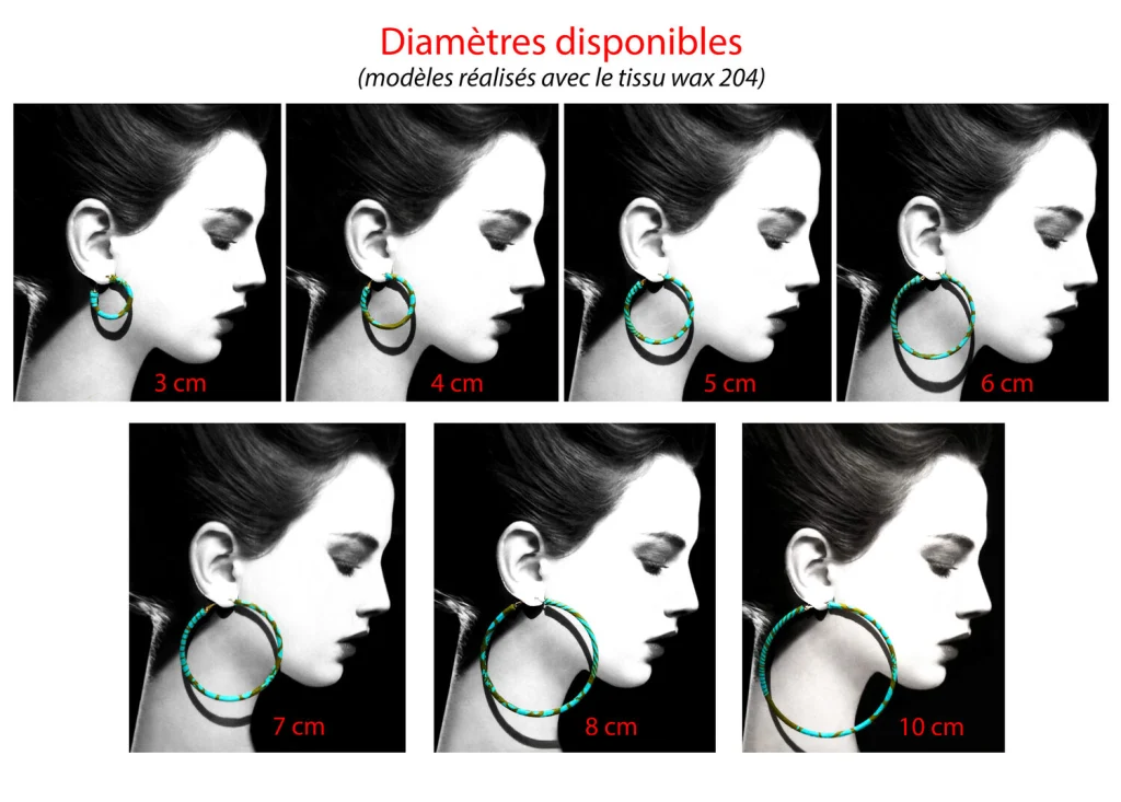 Personalisierbare Creolen aus Stoff (Brisurverschluss) - 3 bis 10 cm Außendurchmesser