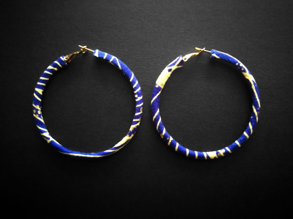 Customizable fabric hoop earrings (lever-back clasp) - 3 to 10 cm outer diameter