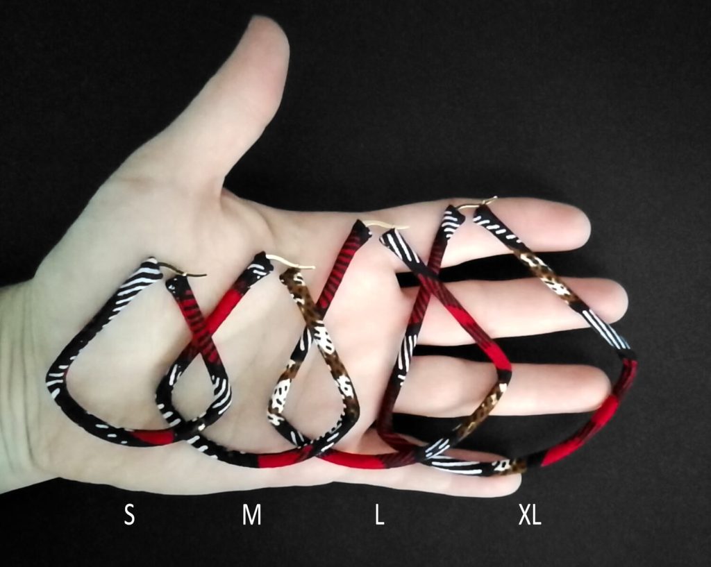 Rounded triangle hoop earrings customized in fabric - 4 sizes to choose from