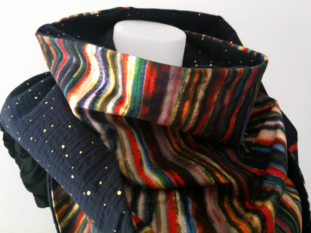 Maxi fular de mujer de jersey a rayas, forro polar o gasa, doble gasa