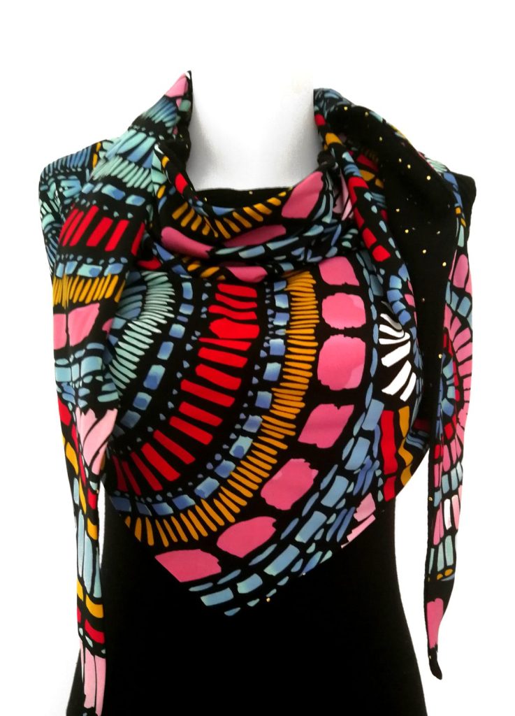 Maxi sciarpa donna in jersey wax e doppia garza
