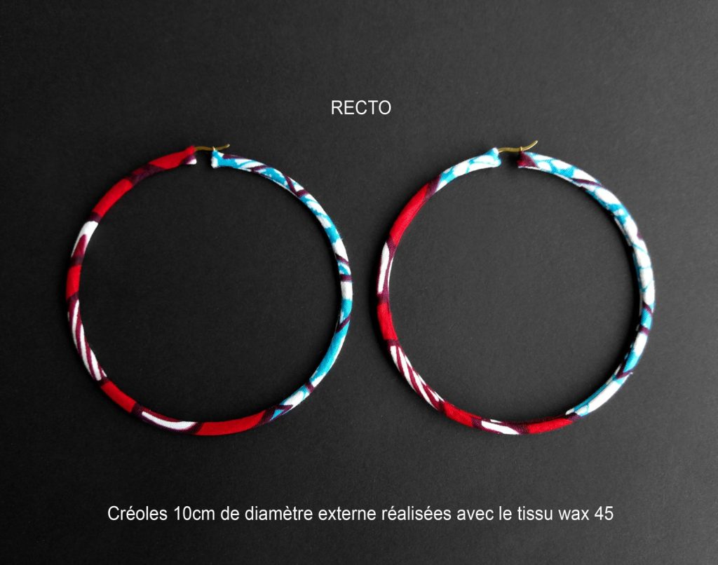 Maxi orecchini a cerchio 10 cm in wax 45, pezzo unico