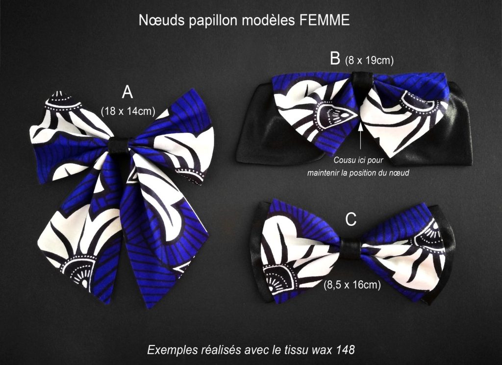 Papillon donna in tessuto wax o giapponese