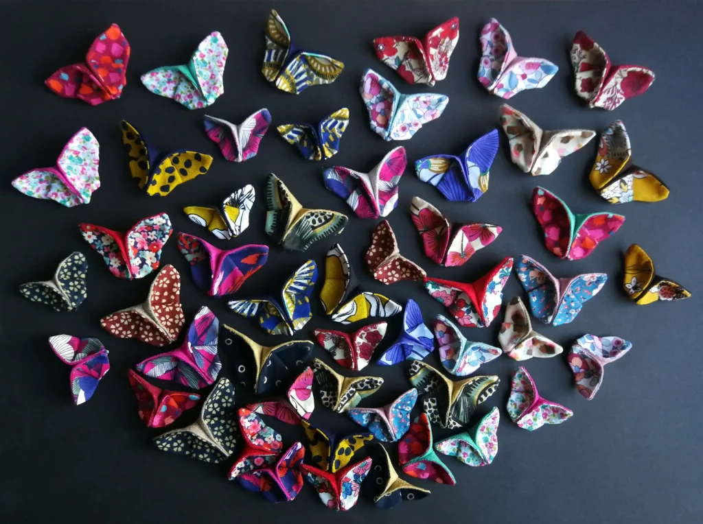 Pinza de pelo mariposa origami de tela, foto 6